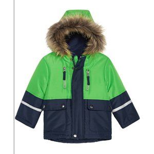 S Rothschild & CO Baby Boys Hooded Colorblocked Jacket With Faux-Fur Trim